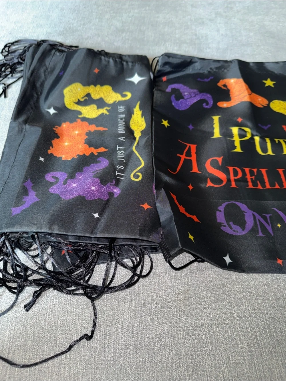 Hocus Pocus Black Halloween Drawstring Bag- 12 count